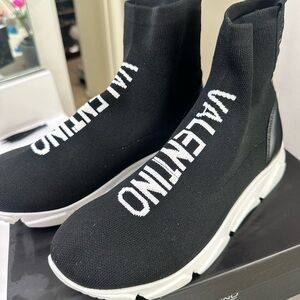 Valentino Black and White Knit Sneakers